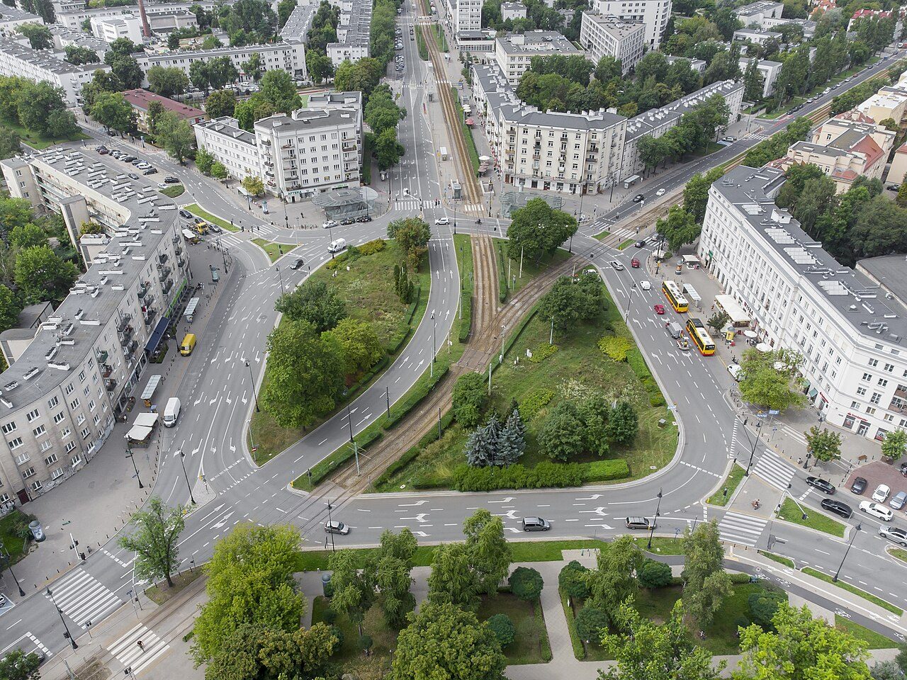 Plac Wilsona na Żoliborzu z lotu ptaka